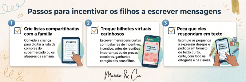 Checklist Escrever mensagens de texto - blog mamae e cia